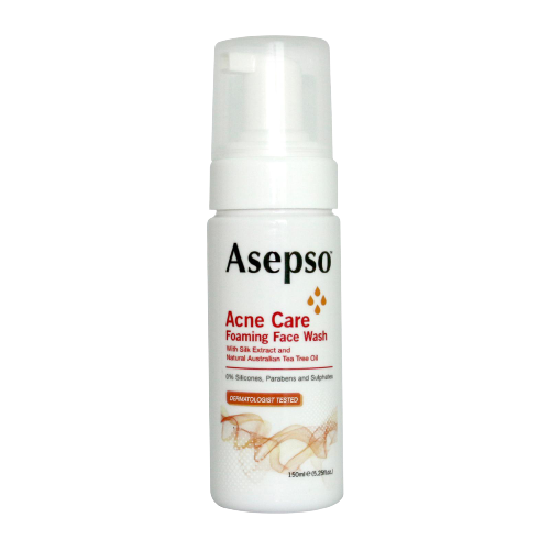 Asepso Acne Care Foaming Face Wash 150ml (With Silk Extract and Natural Australian Tea Tree Oil) (optimized)