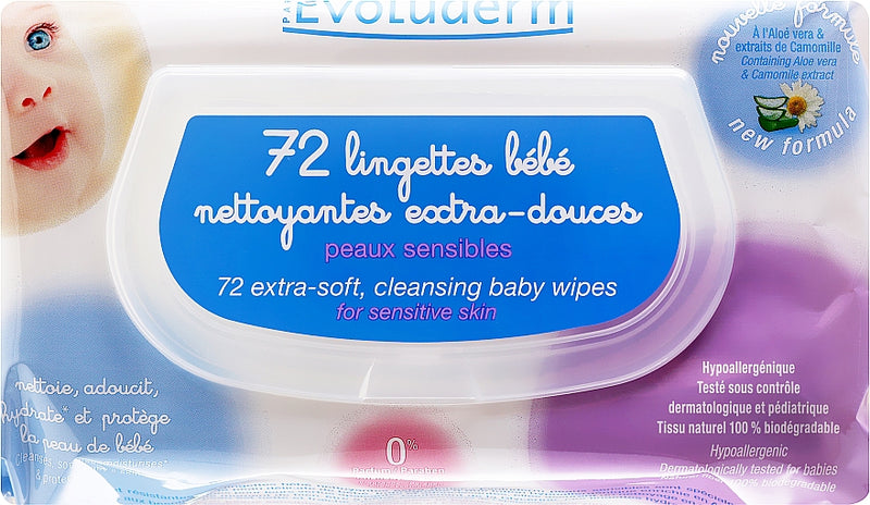 72 Extra-Gentle Cleansing Baby Wipes – Evoluderm