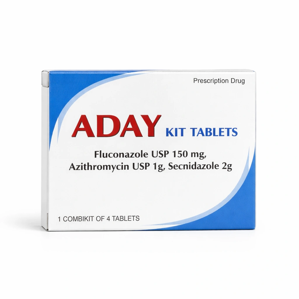 Aday Fluconazole 150 mg + Azithromycin 1 g + Secnidazole 2 g Combikit x 4 Tablets