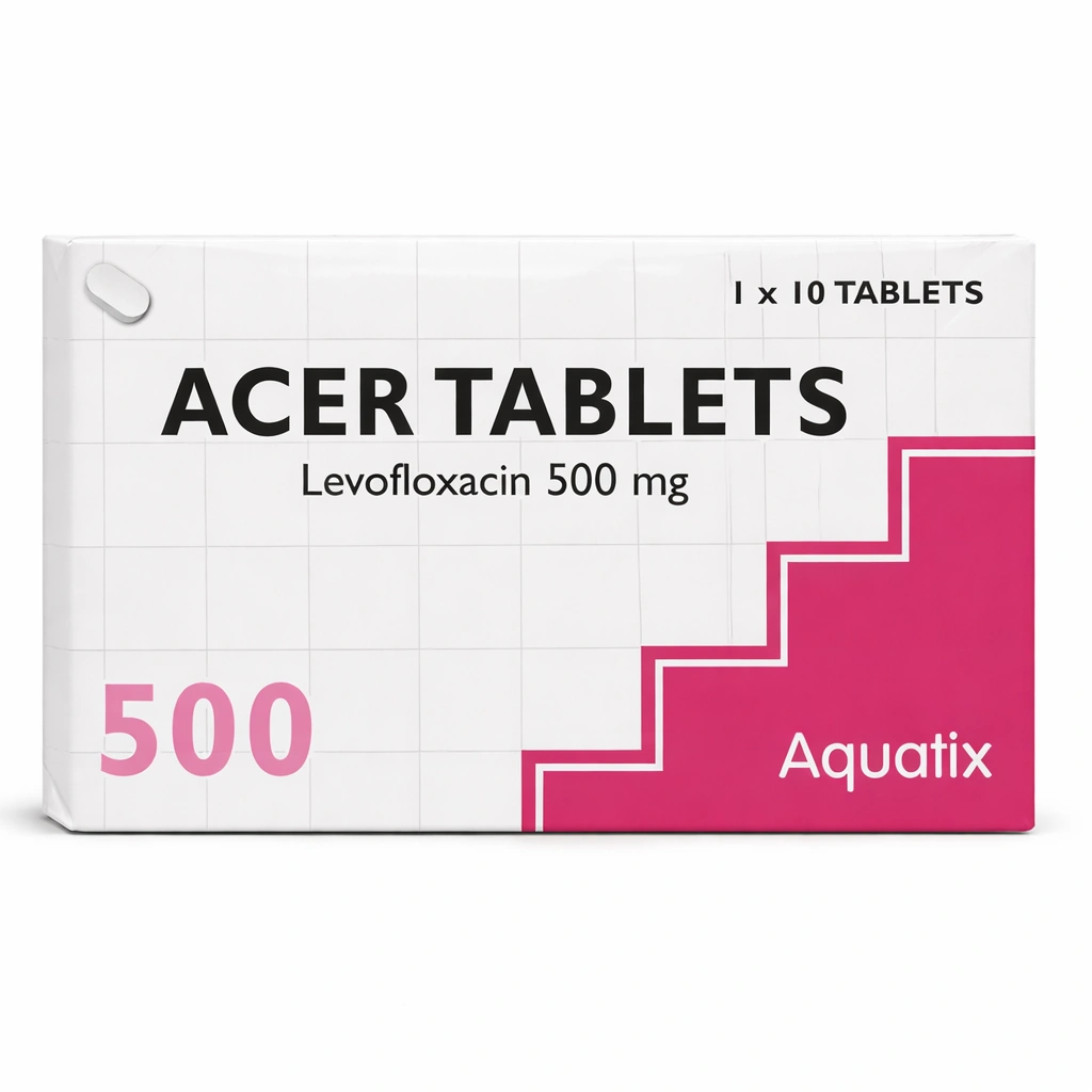 Aquatix Acer Levofloxacin 500 mg Tablets x 10 Tablets