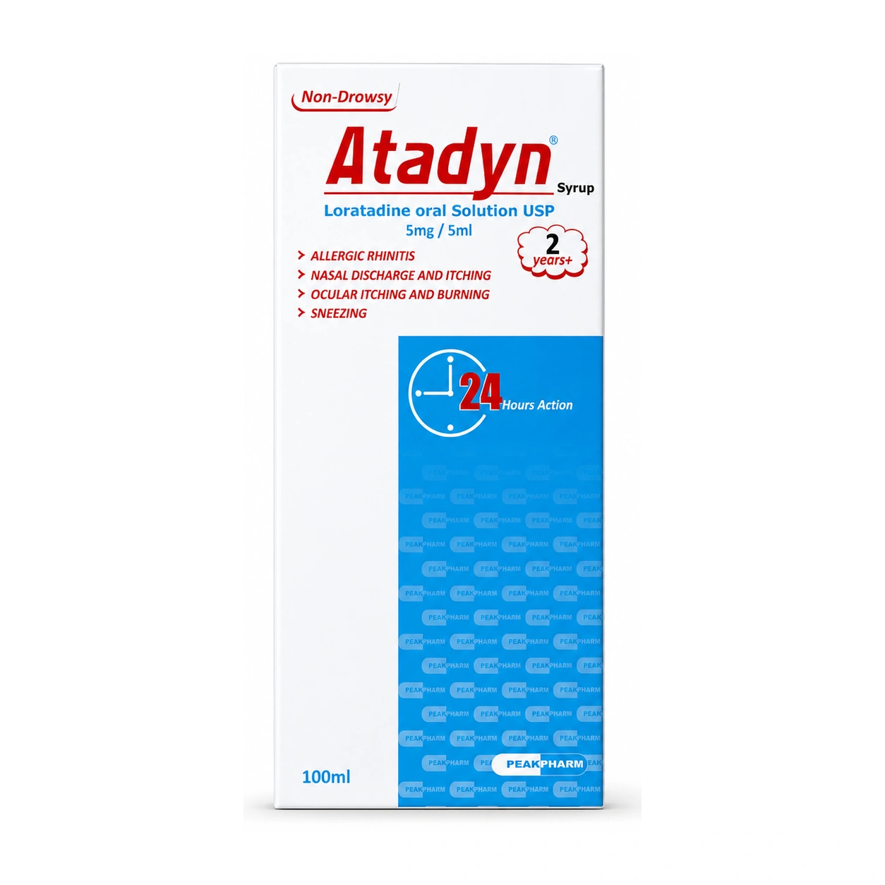 Atadyn Loratadine Oral Solution USP 5 mg/5 ml Syrup 100 ml
