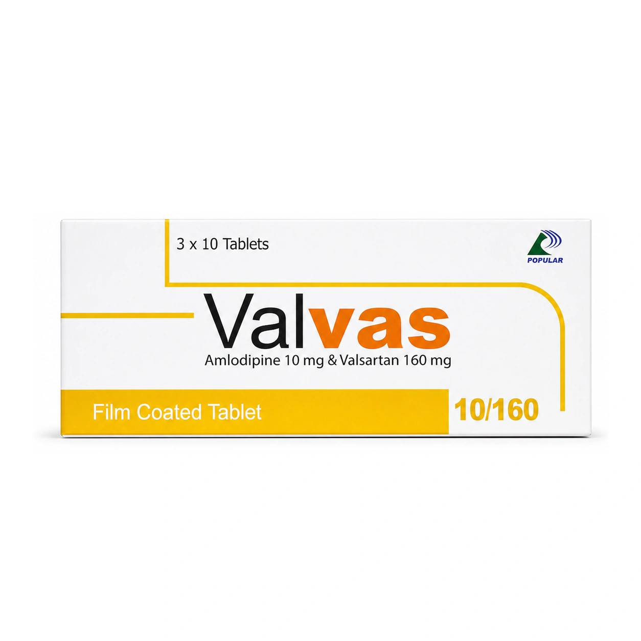 Valvas Amlodipine 10 mg + Valsartan 160 mg Film-Coated Tablets x 30 Tablets