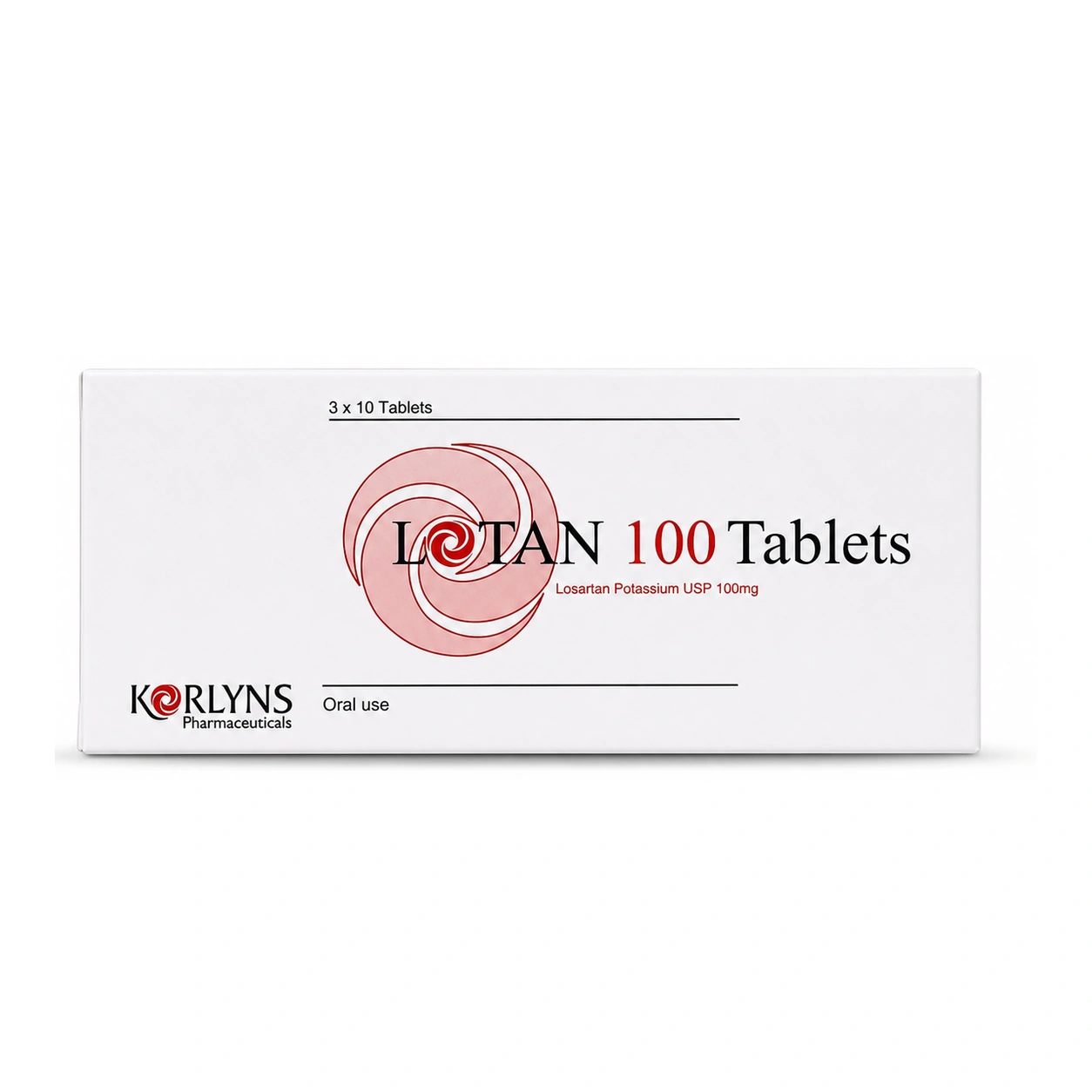 Lotan Losartan Potassium 100 mg Film-Coated Tablets x 30 Tablets