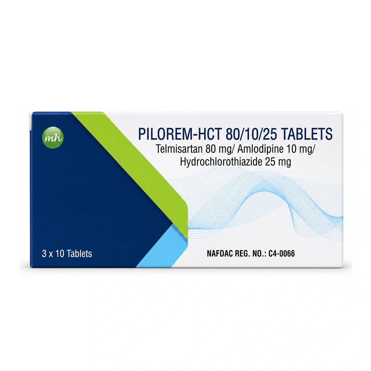 Pilorem-HCT 80/10/25 Telmisartan 80 mg + Amlodipine 10 mg + Hydrochlorothiazide 25 mg Tablets x 30 Tablets