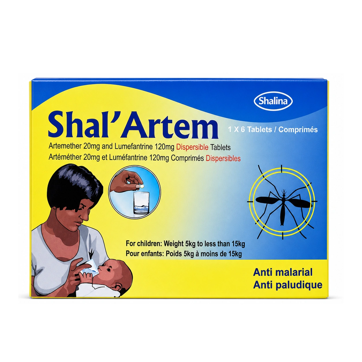 Shal'Artem Artemether 20 mg + Lumefantrine 120 mg Dispersible Tablets x 6 Tablets