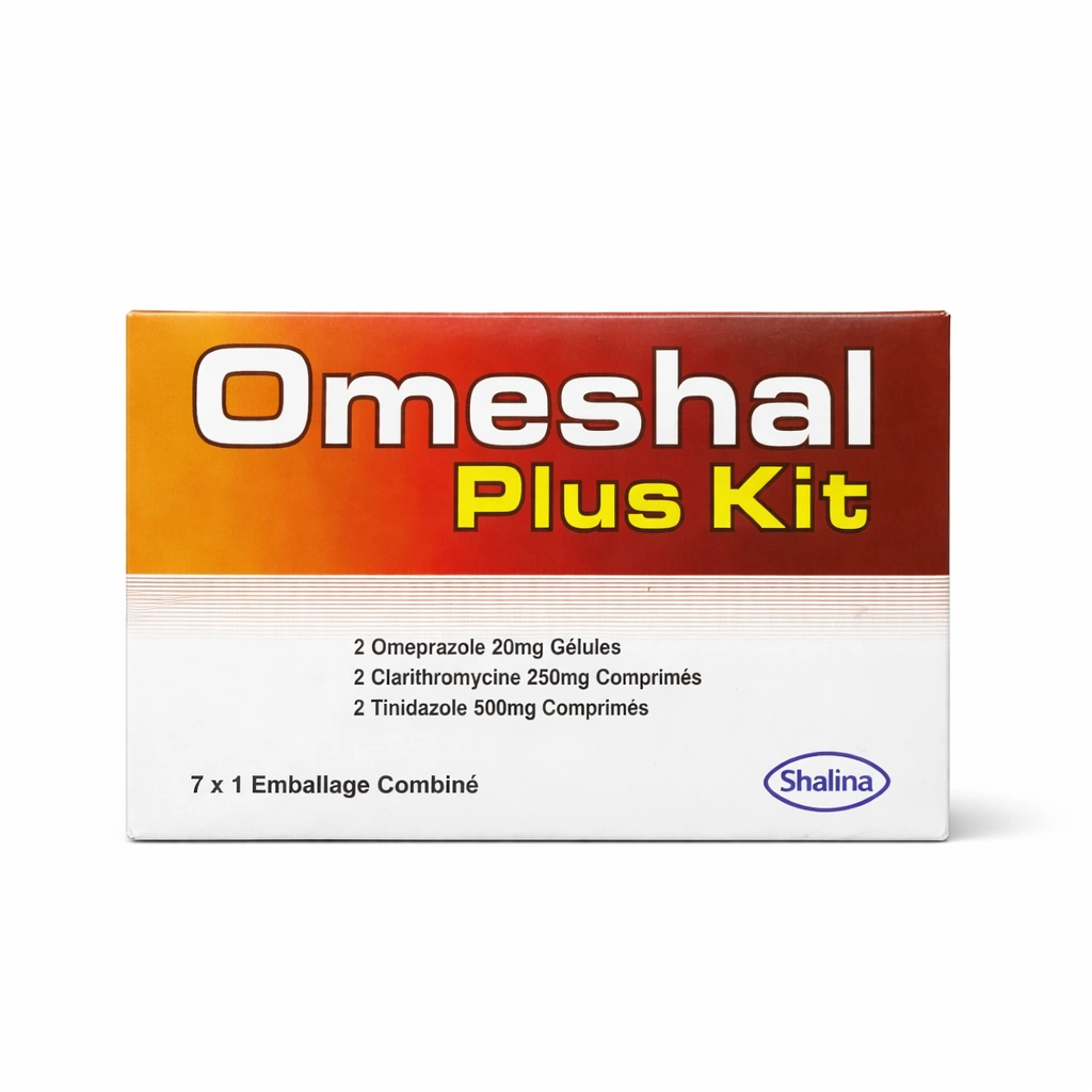 Shalina Omeshal Plus Kit Omeprazole/Clarithromycin/Tinidazole 20 mg/250 mg/500 mg Capsules x 7 Combipack