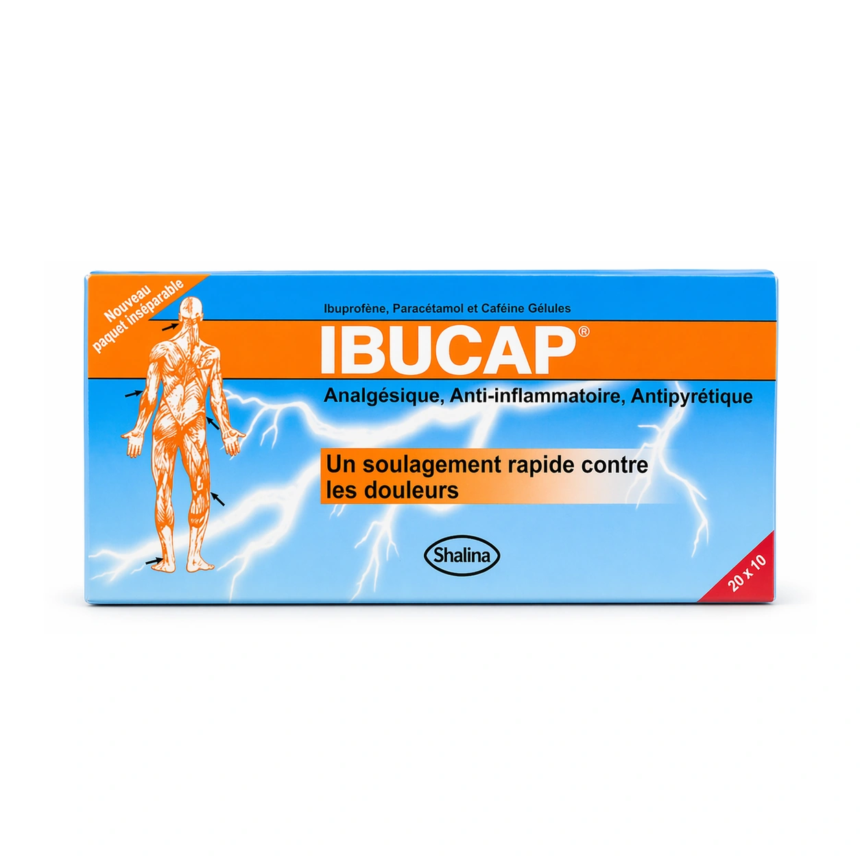 Ibucap Ibuprofen 200 mg + Paracetamol 325 mg + Caffeine 30 mg Capsules x 200 Capsules