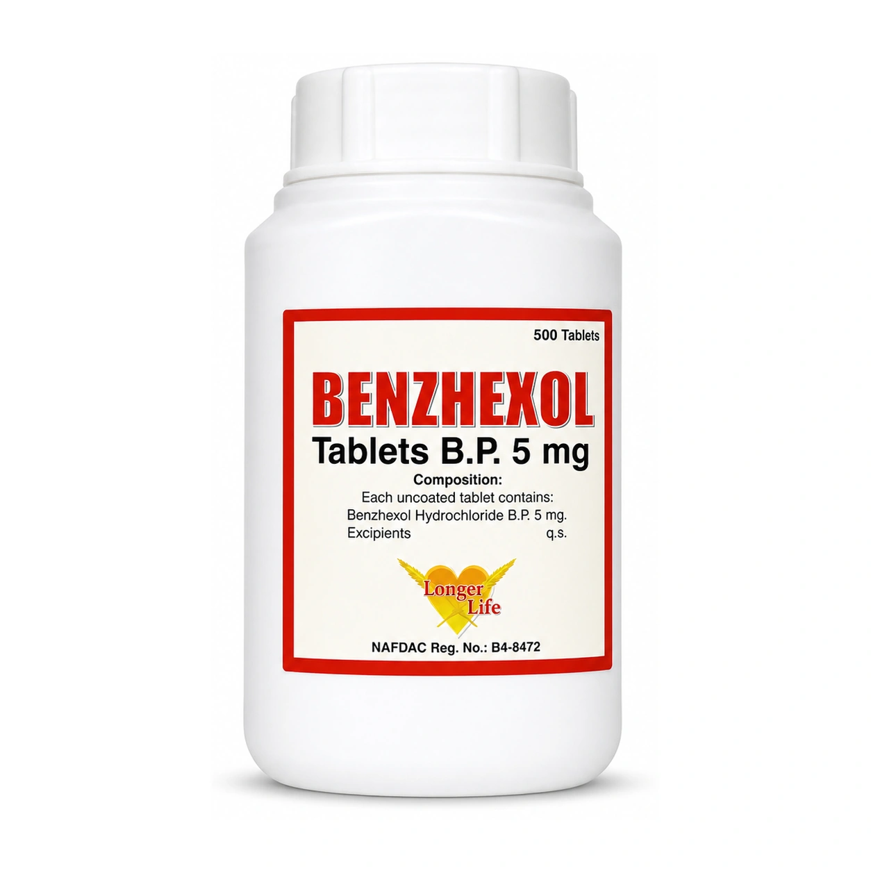 Longer Life Benzhexol Hydrochloride Tablets B.P. 5 mg x 500 Tablets