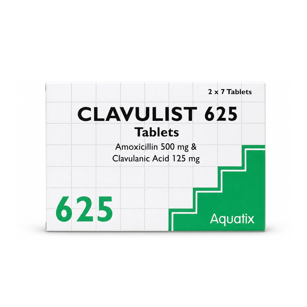 Clavulist 625 Amoxicillin 500 mg + Clavulanic Acid 125 mg Tablets x 14 Tablets