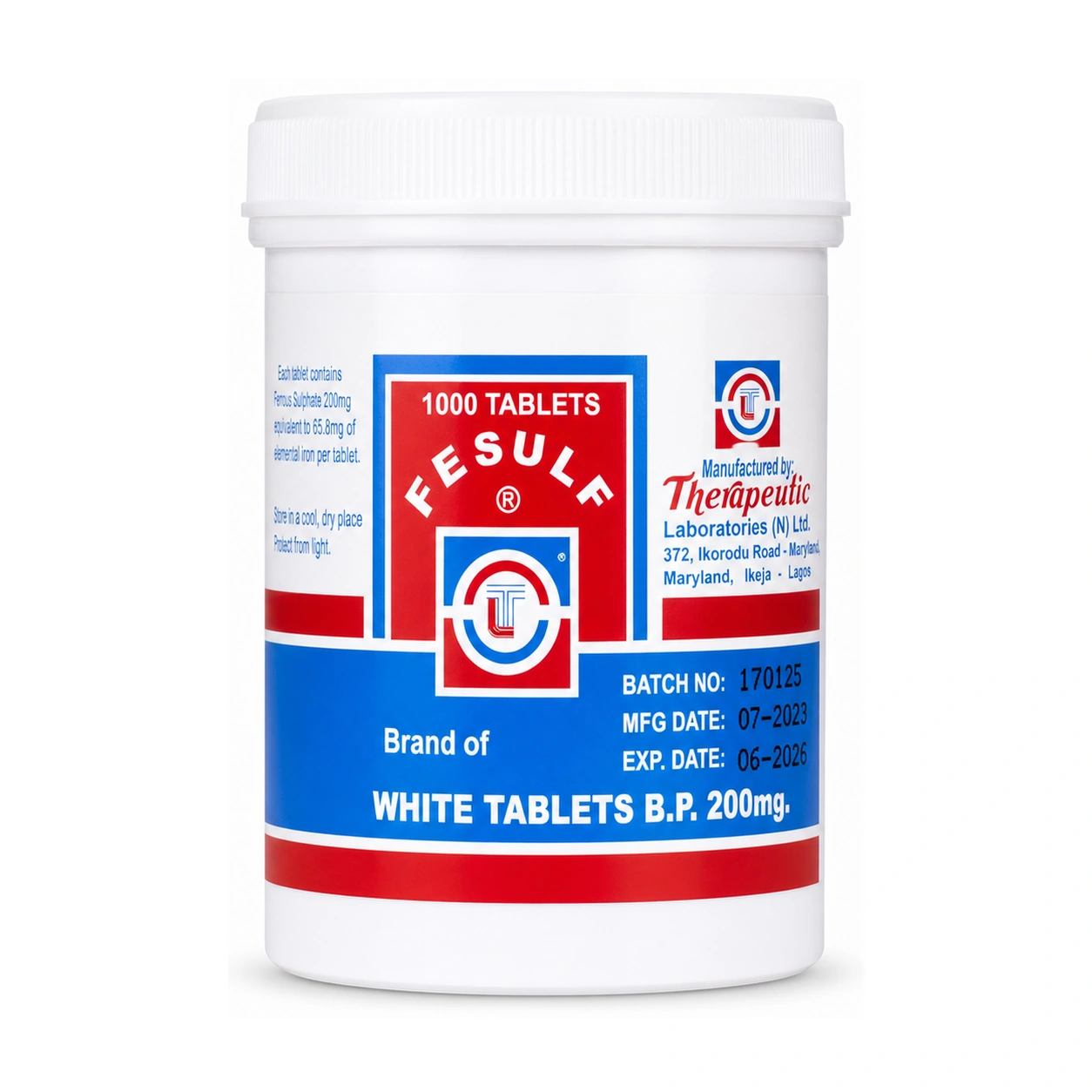 Fesulf Dried Ferrous Sulphate 200 mg Sugar-Coated Tablets x 1000 Tablets