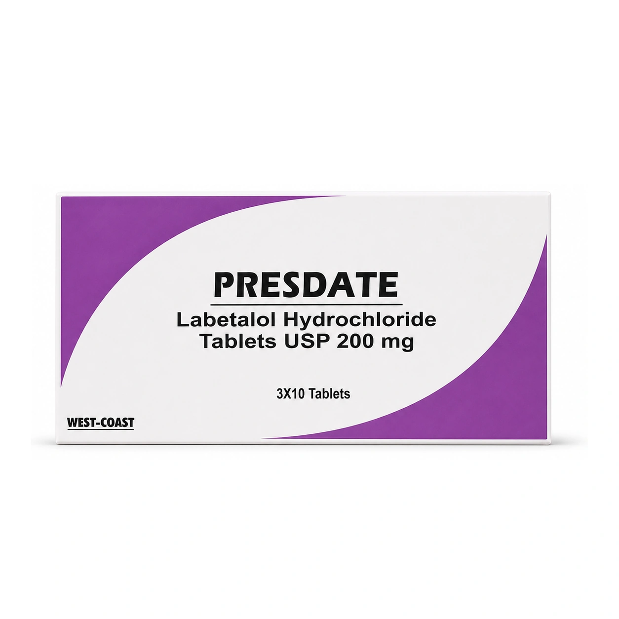 Presdate Labetalol Hydrochloride Tablets USP 200 mg x 3 x 10 Tablets