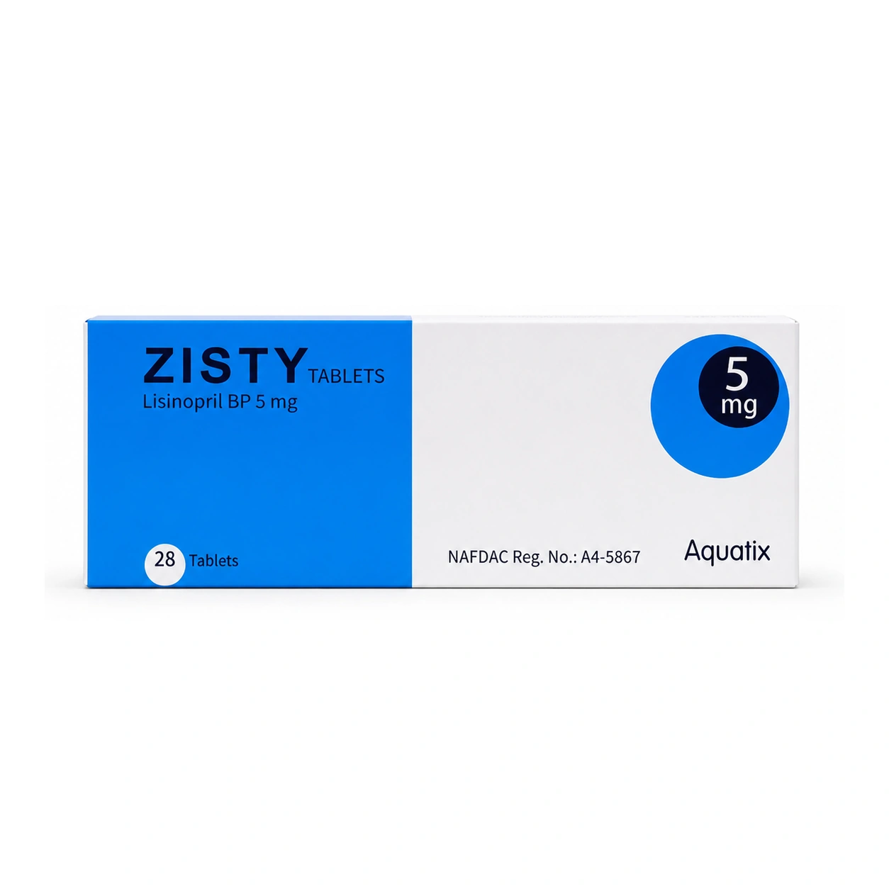 Zisty Lisinopril BP 5 mg Tablets x 28 Tablets