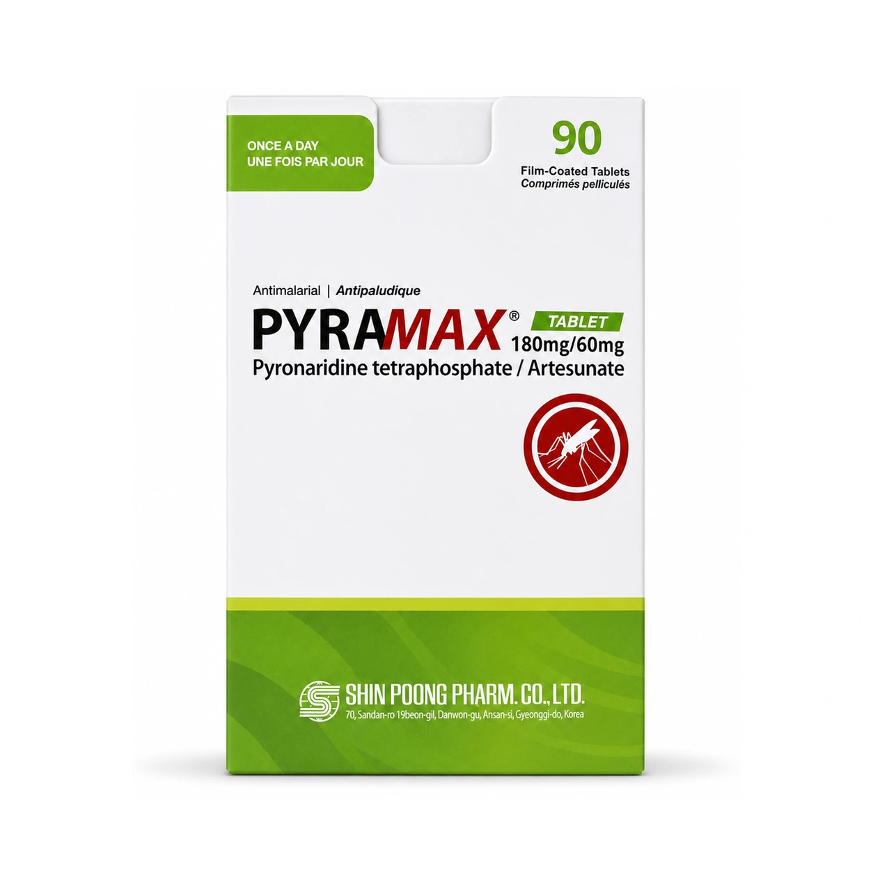 Pyramax Pyronaridine Tetraphosphate 180 mg + Artesunate 60 mg Film-Coated Tablets x 90 Tablets