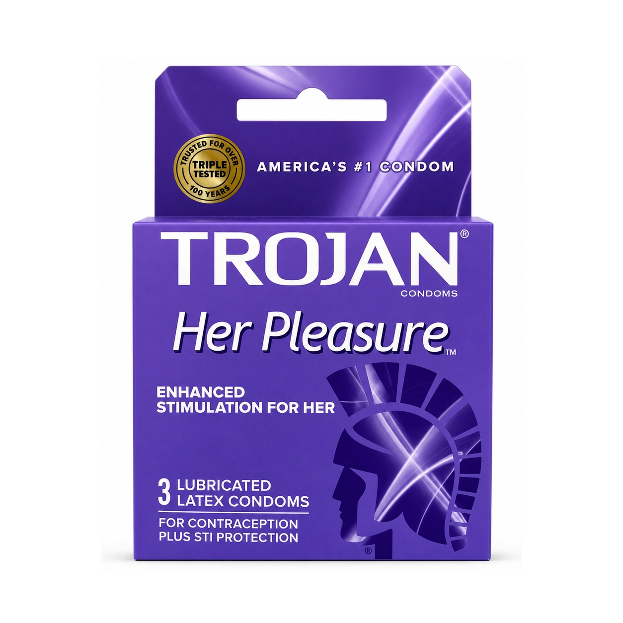 Trojan Her Pleasure Lubricated Latex Condoms x 3 Condoms