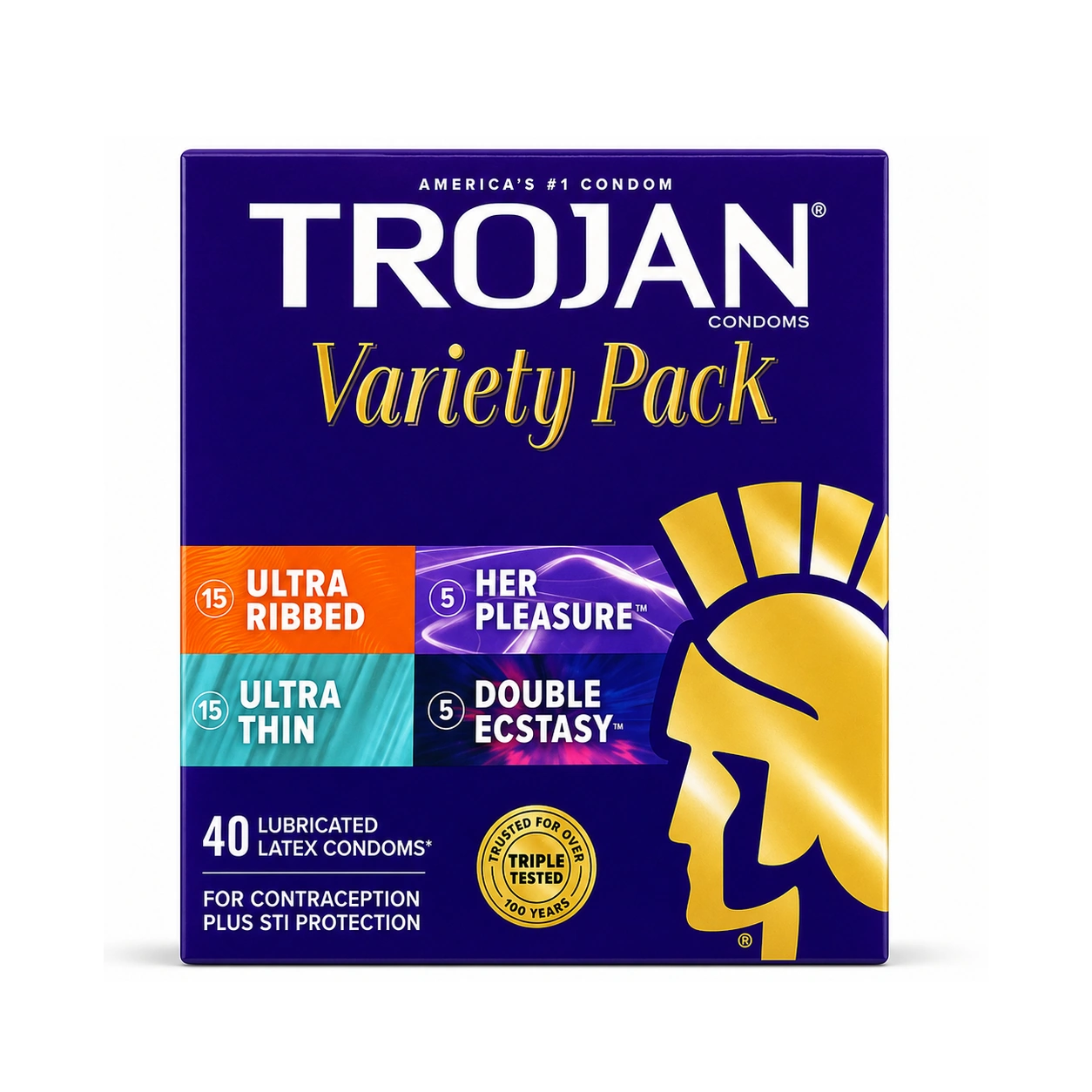 Trojan Variety Pack Lubricated Latex Condoms x 40 Condoms