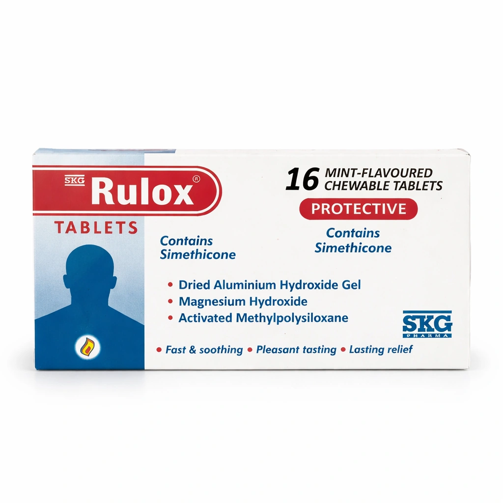 Rulox Antacid Deflatulent Chewable Tablets 300 mg/25 mg/10 mg x 16 Tablets
