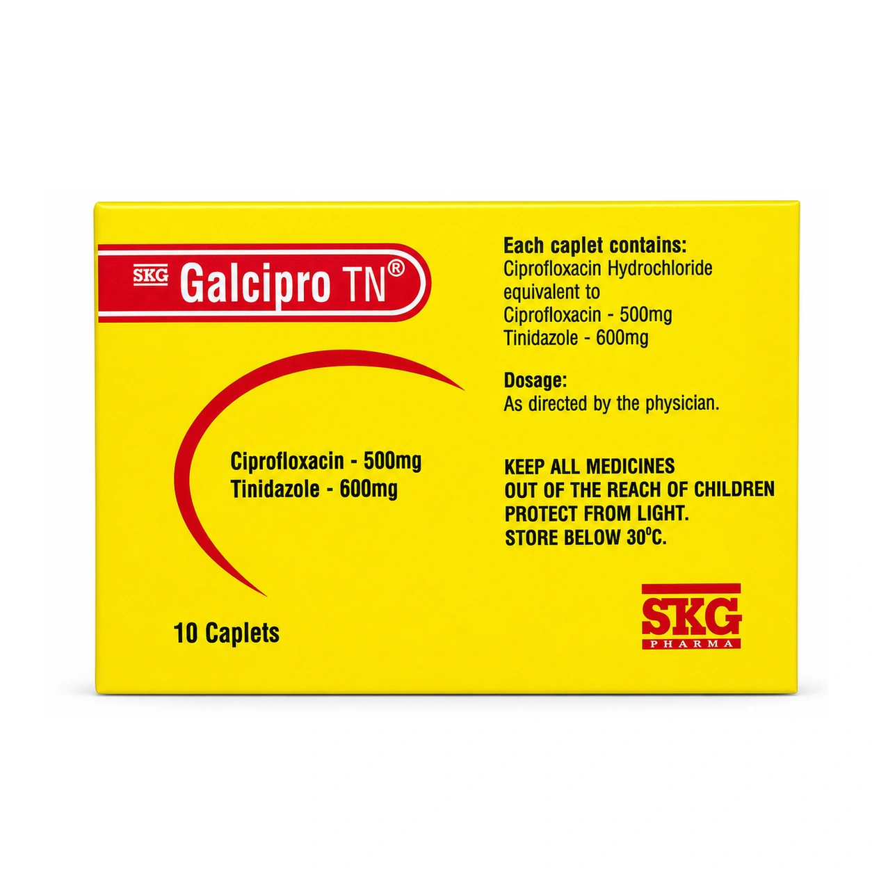 Galcipro TN Ciprofloxacin 500 mg + Tinidazole 600 mg Film-Coated Caplets x 10 caplets