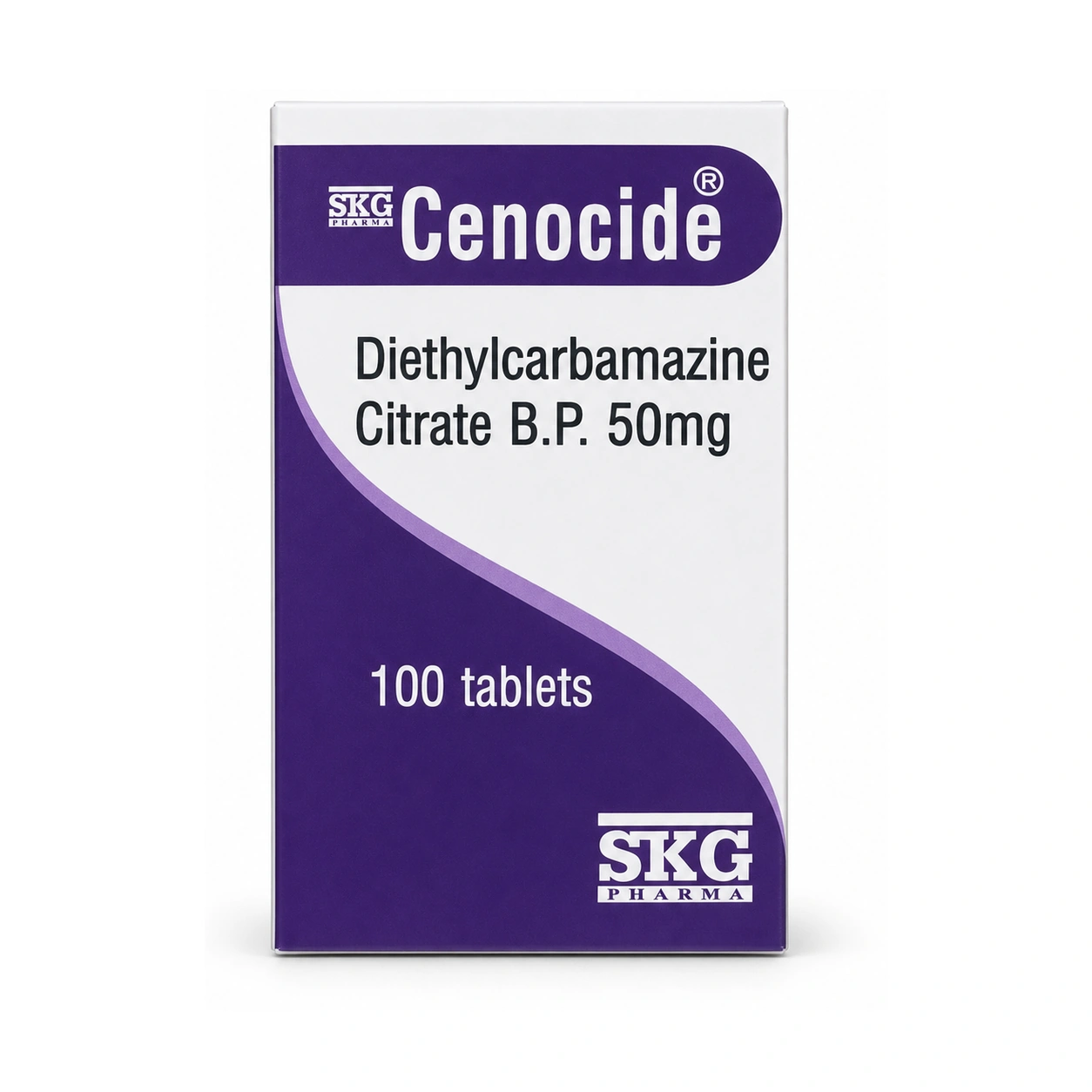 Cenocide Diethylcarbamazine Citrate B.P. 50 mg Tablets x 100 Tablets