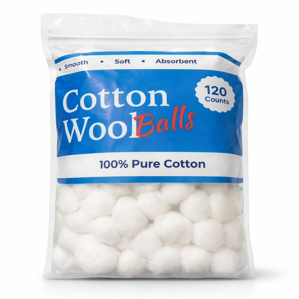 Cotton Wool Balls 100% Pure Cotton x 120 Balls