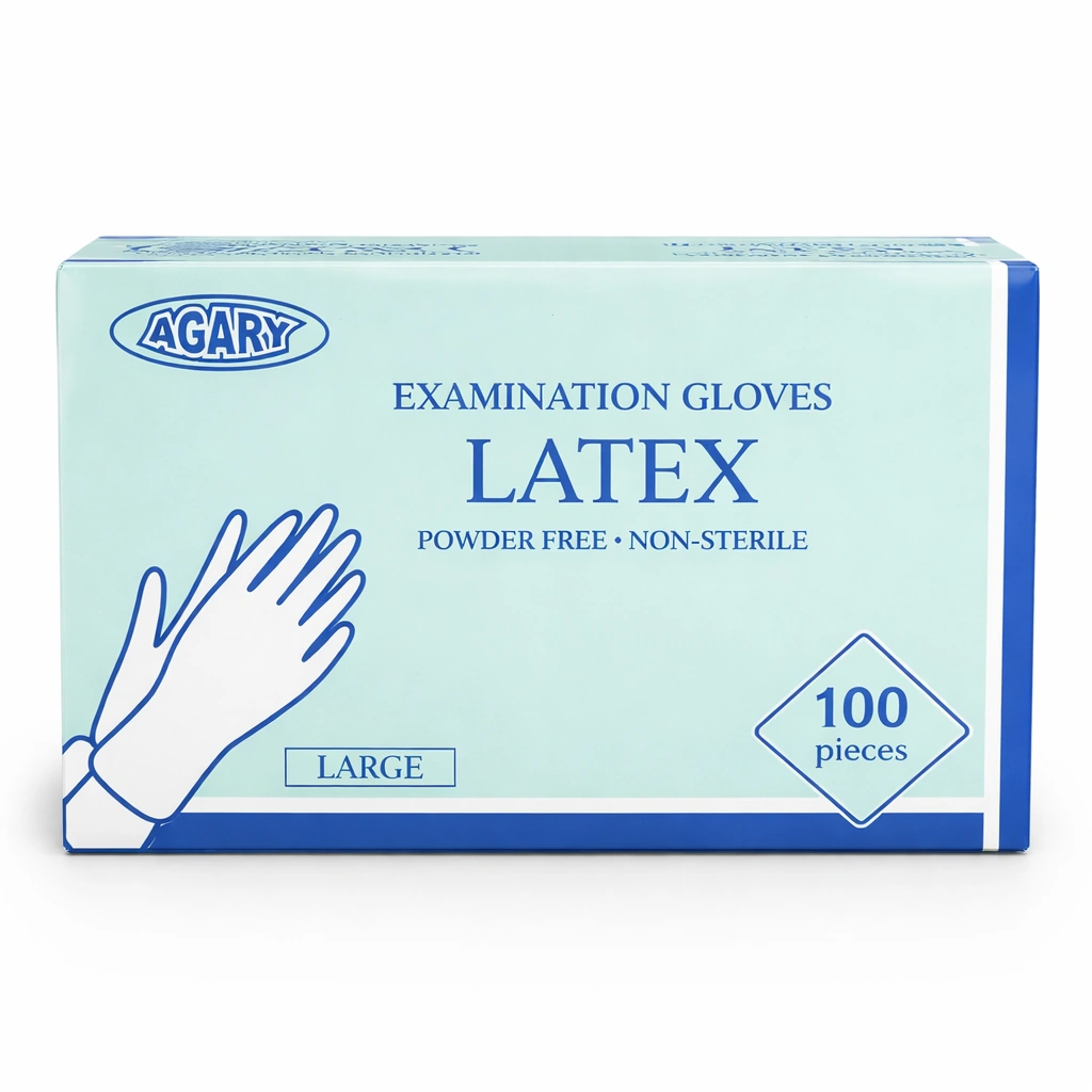 AGARY Latex Examination Gloves Powder-Free Non-Sterile Large x 100 Gloves