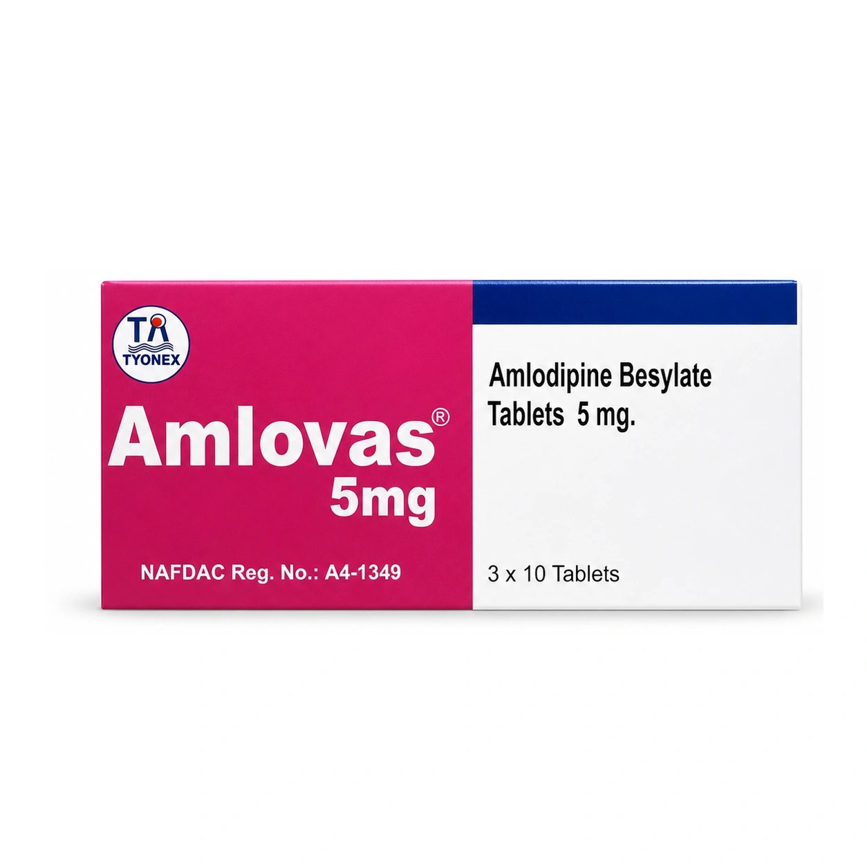 Amlovas Amlodipine Besylate 5 mg Tablets x 30 Tablets