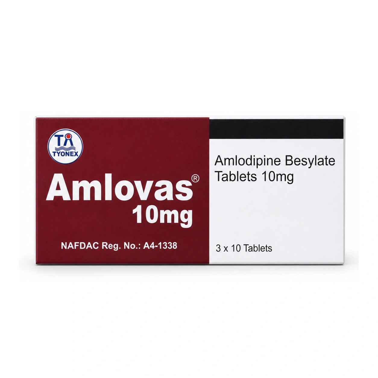 Amlovas Amlodipine Besylate Tablets 10 mg x 30 Tablets