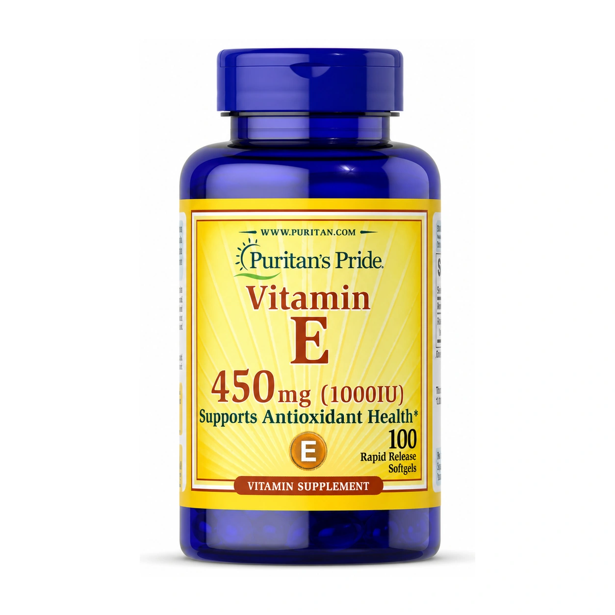 Puritan's Pride Vitamin E 450 mg (1000 IU) Rapid Release Softgels x 100 Softgels