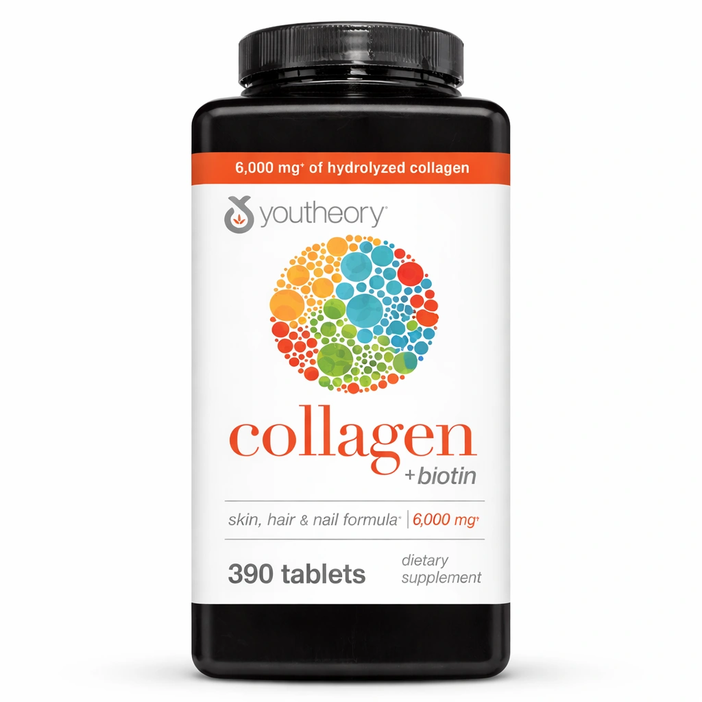 Youtheory Collagen + Biotin Dietary Supplement 6,000 mg x 390 Tablets
