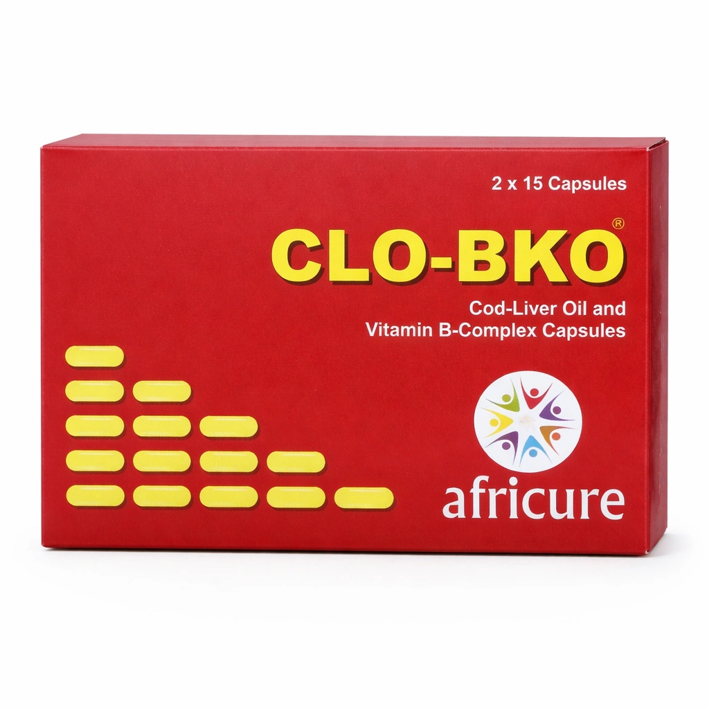 Africure CLO-BKO Cod-Liver Oil and Vitamin B-Complex Capsules x 30 Capsules