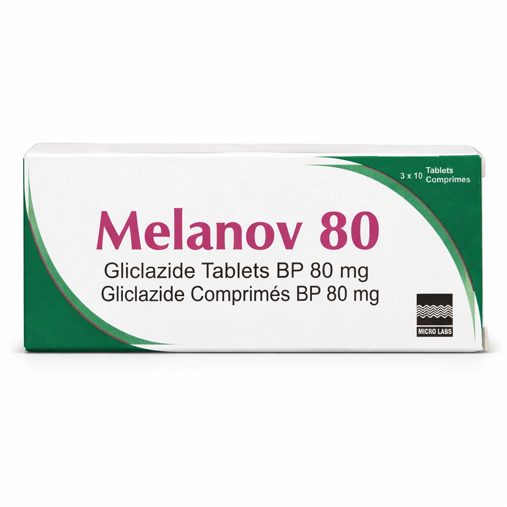 Melanov 80 Gliclazide Tablets BP 80 mg x 30 Tablets