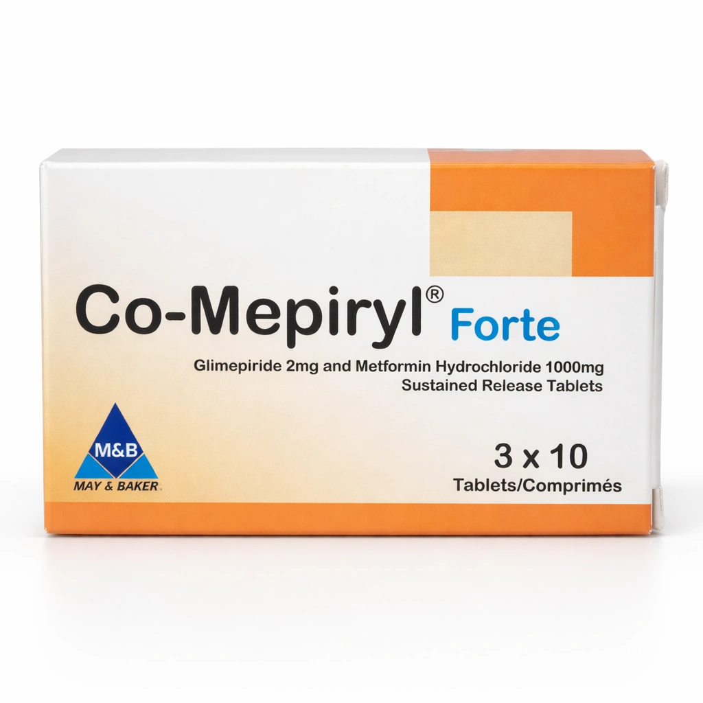 Co-Mepiryl Forte Glimepiride 2 mg/Metformin Hydrochloride 1000 mg Sustained Release Tablets x 30 Tablets