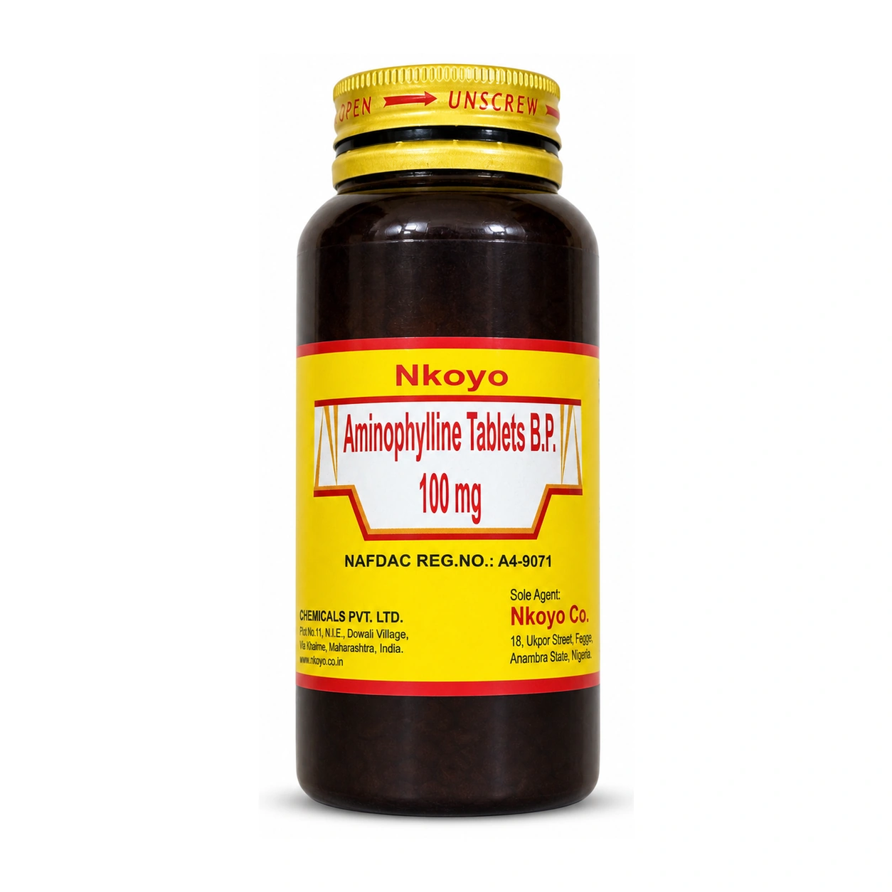 Nkoyo Aminophylline Tablets BP 100 mg x 1000 Tablets