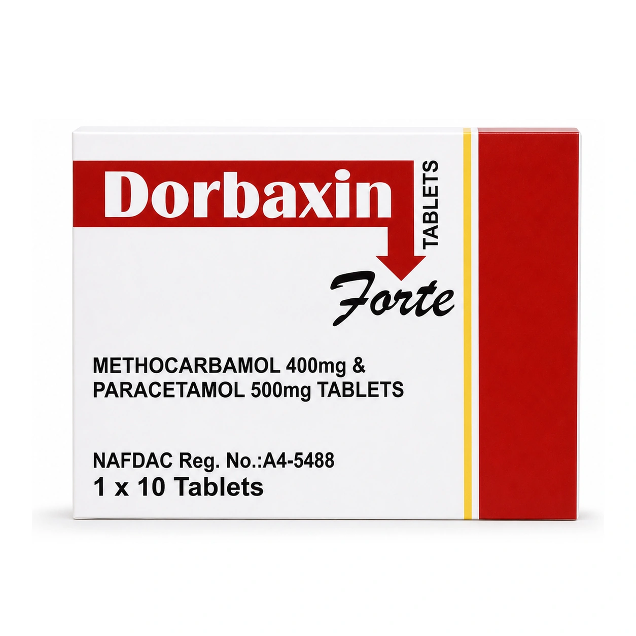 Dorbaxin Forte Methocarbamol 400 mg/Paracetamol 500 mg Tablets x 10 Tablets