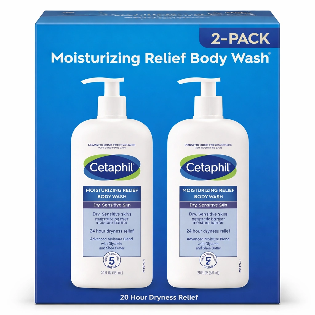 Cetaphil Moisturizing Relief Body Wash for Dry, Sensitive Skin 2 x 20 fl oz (591 ml)