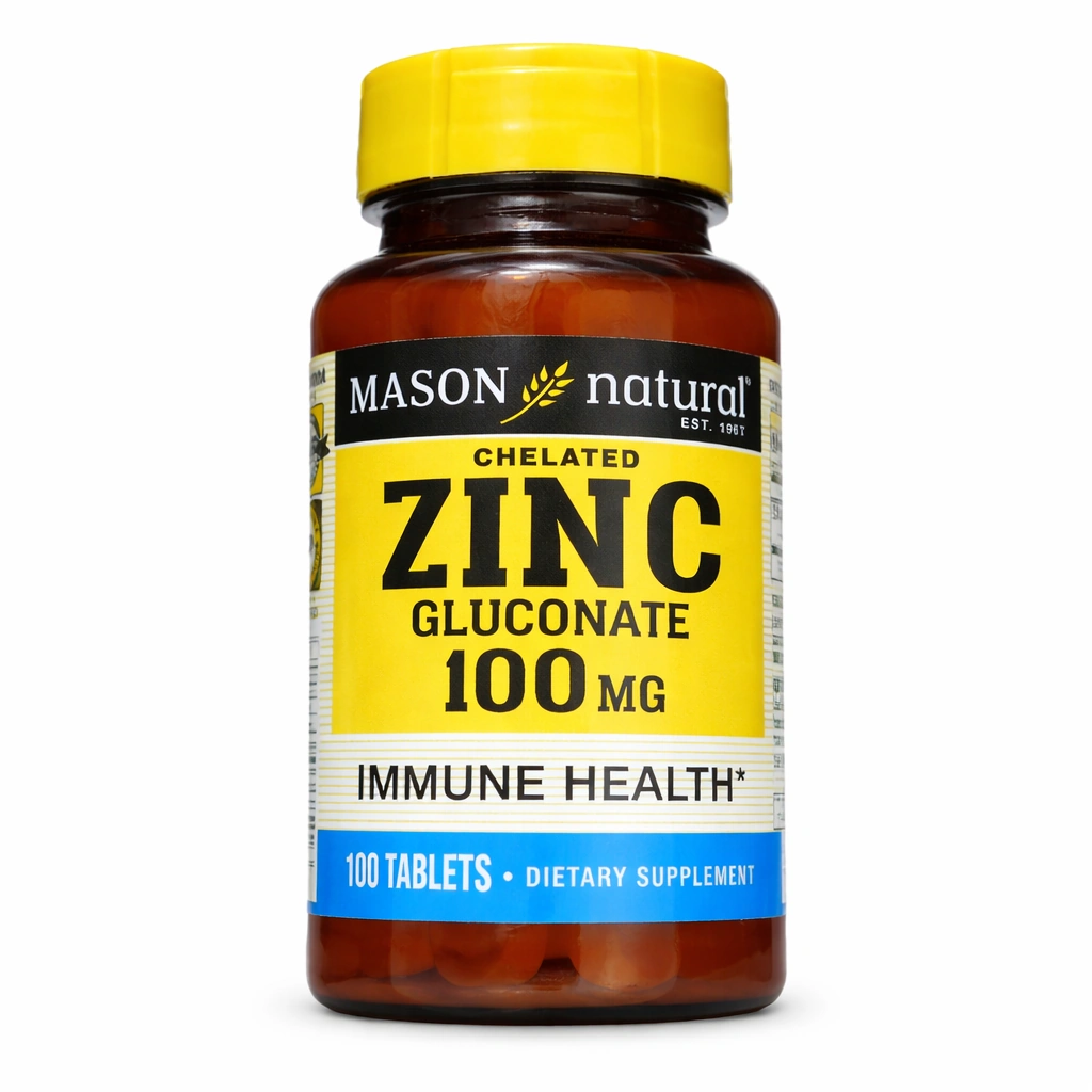 Mason Natural Chelated Zinc Gluconate 100 mg x 100 Tablets
