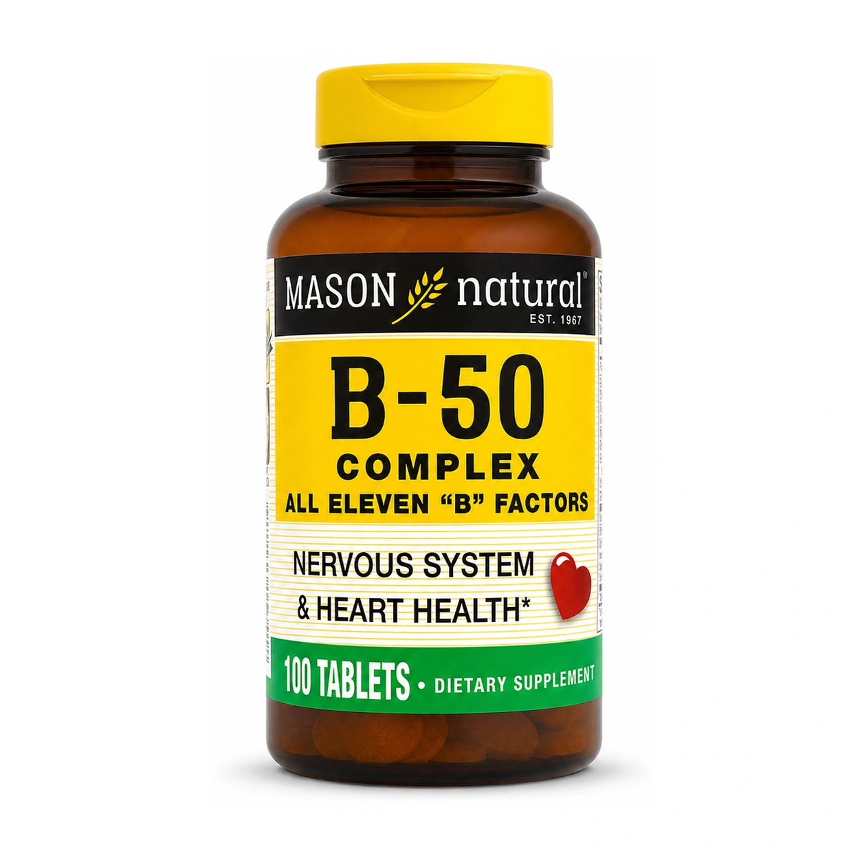 Mason Natural Vitamin B 50 Complex All Eleven B Factors Tablets x 100 Tablets
