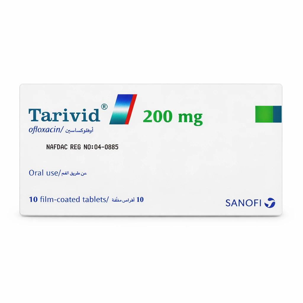 Tarivid Ofloxacin 200 mg Film-Coated Tablets x 10 Tablets