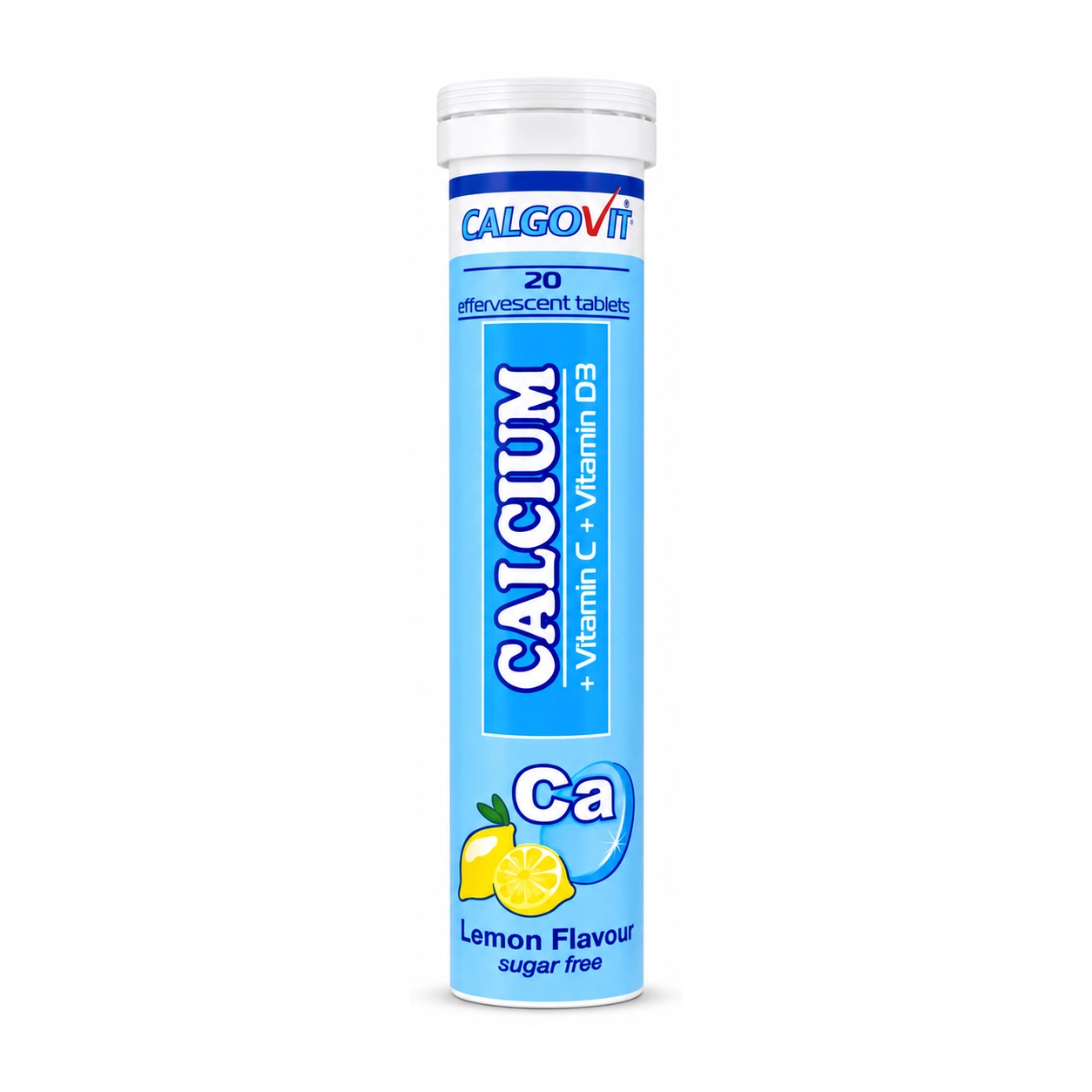 Calgovit Calcium + Vitamin C + Vitamin D3 Effervescent Tablets Lemon Flavour Sugar Free x 20 Tablets