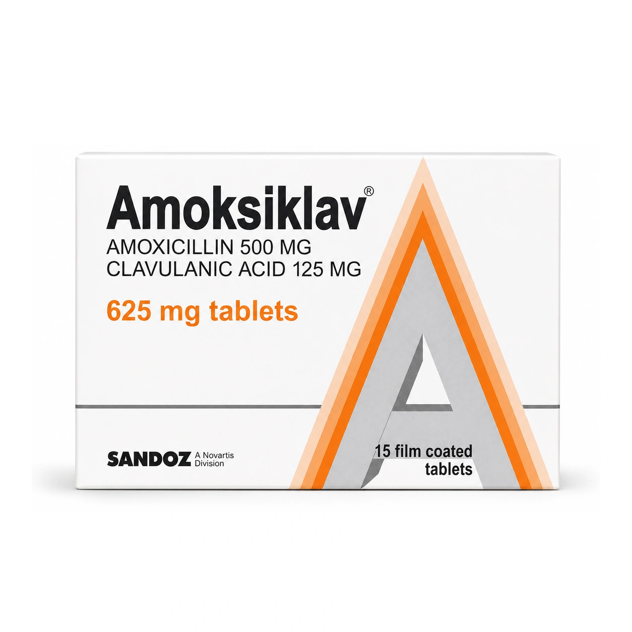Amoksiklav Amoxicillin/Clavulanic Acid 625 mg Film-Coated Tablets x 15 Tablets