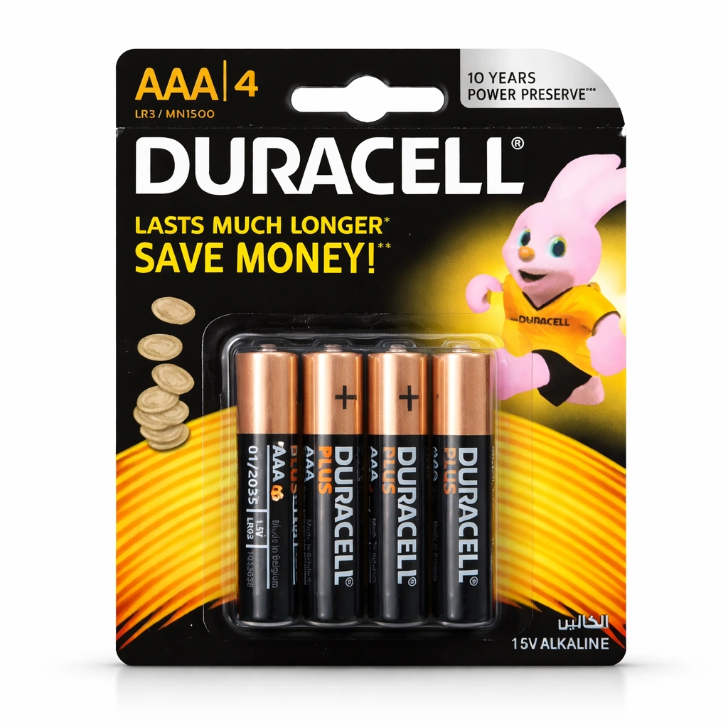 Duracell Plus Alkaline AAA Batteries 1.5 V x 4 Batteries