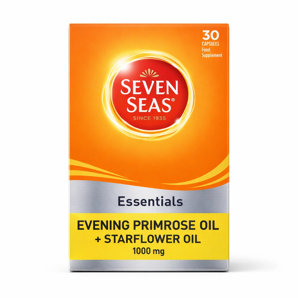Seven Seas Essentials Evening Primrose Oil + Starflower Oil 1000 mg with Vitamin E x 30 Capsules