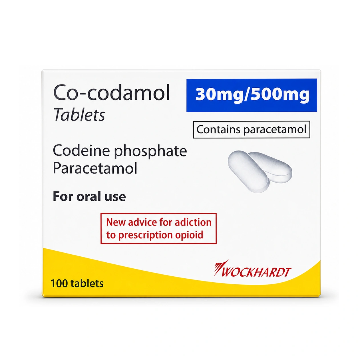 Wockhardt Co-Codamol 30 mg/500 mg Tablets x 100 Tablets