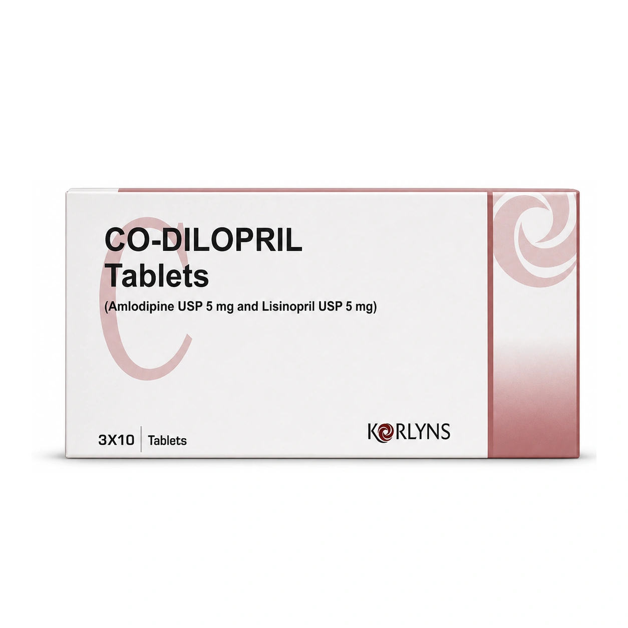 Korlyns Co-Dilopril Amlodipine 5 mg/Lisinopril 5 mg Tablets x 30 Tablets