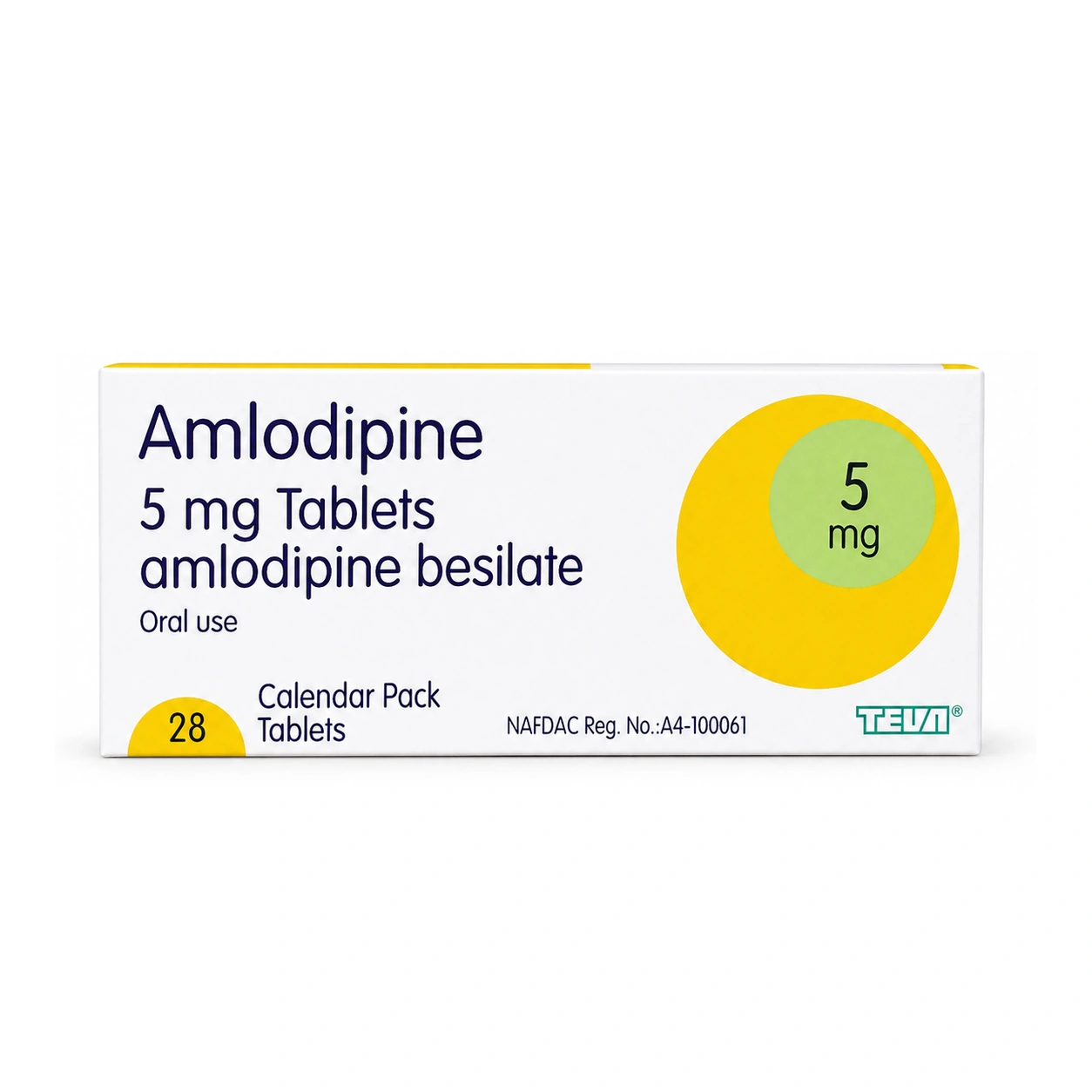 Teva Amlodipine Besilate 5 mg Tablets x 28 Tablets