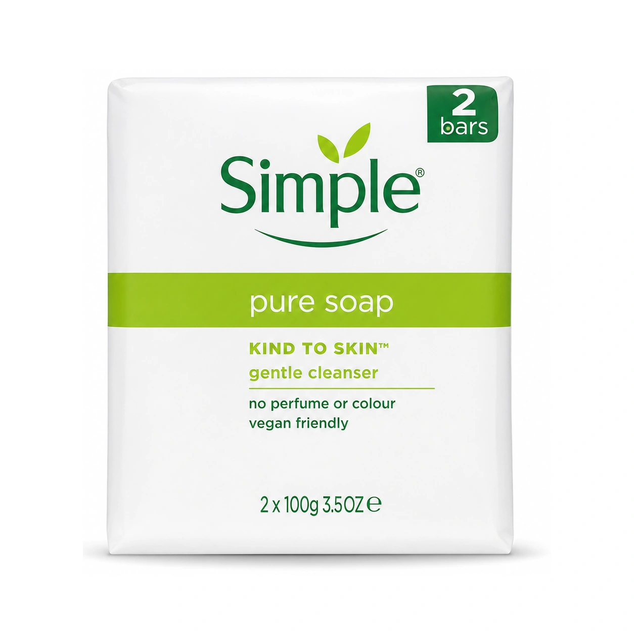 Simple Kind to Skin Pure Soap Gentle Cleanser x 2 Bars (2 x 100 g)