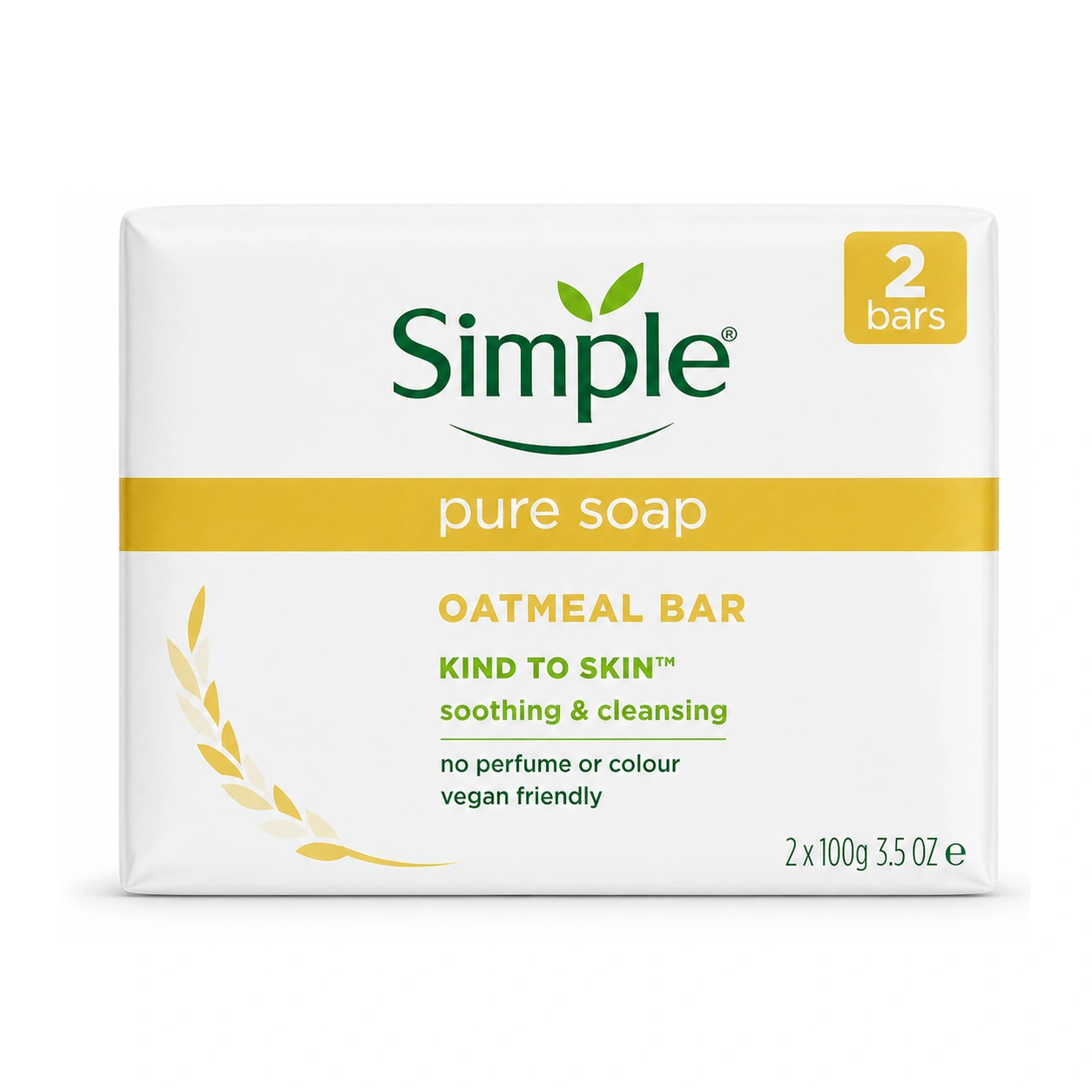 Simple Kind to Skin Pure Soap Oatmeal Bar 2 x 100 g