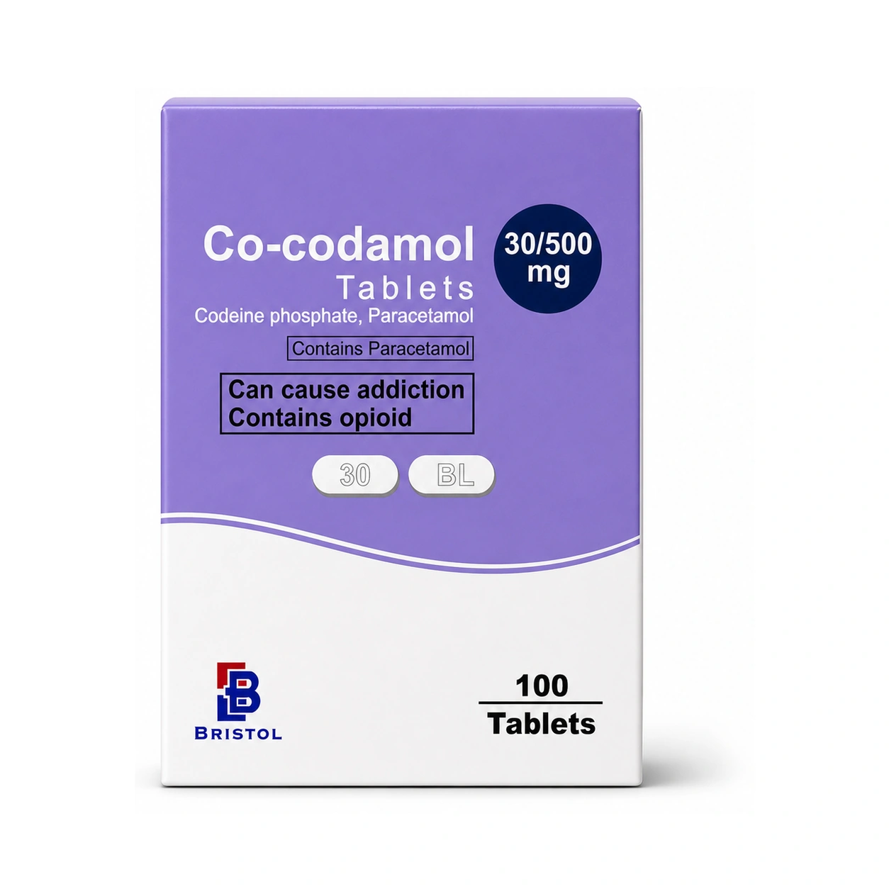 Bristol Co-codamol 30 mg/500 mg Tablets x 100 Tablets