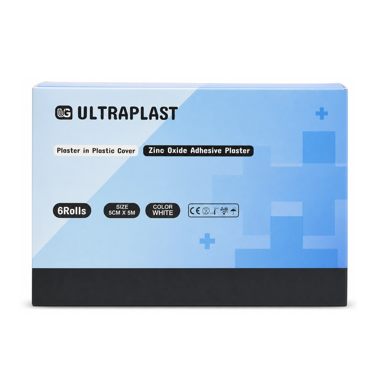 UG Ultraplast Zinc Oxide Adhesive Plaster in Plastic Cover 5 cm x 5 m x 6 Rolls