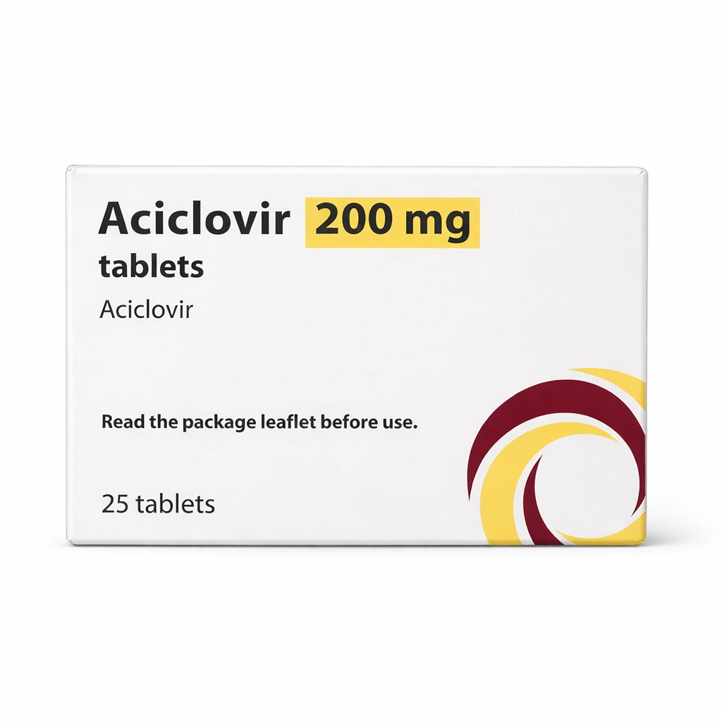 SUN PHARMA Aciclovir 200 mg Tablets x 25 Tablets