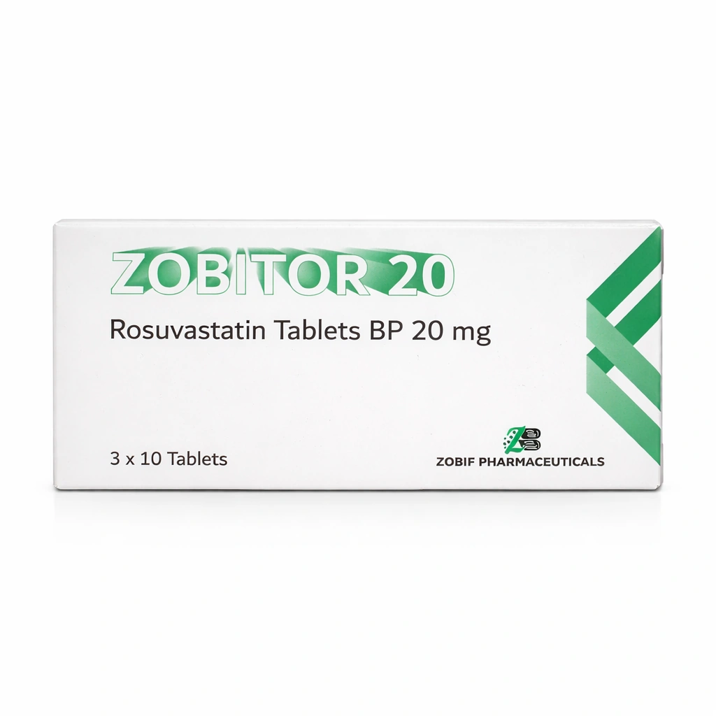 Zobitor 20 Rosuvastatin Film-Coated Tablets BP 20 mg x 30 Tablets